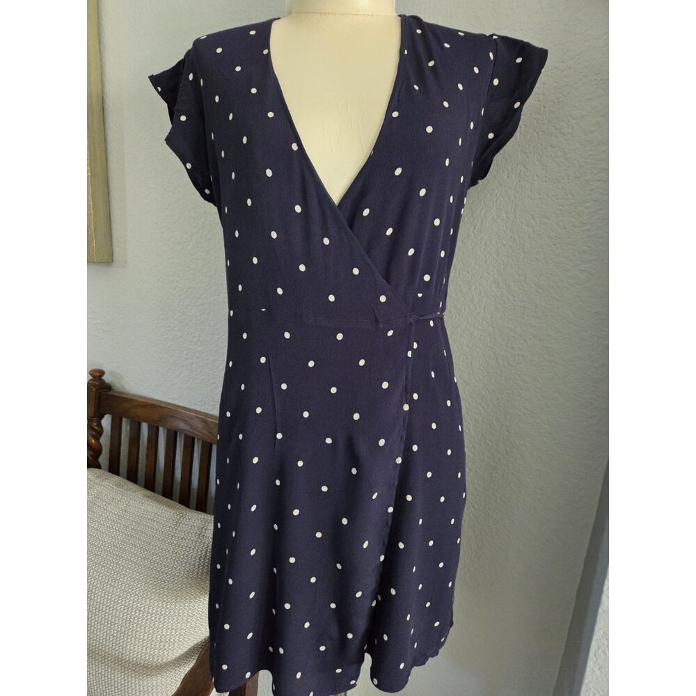 RAILS Brenna Navy Polka Dot Wrap Dress size M Womens